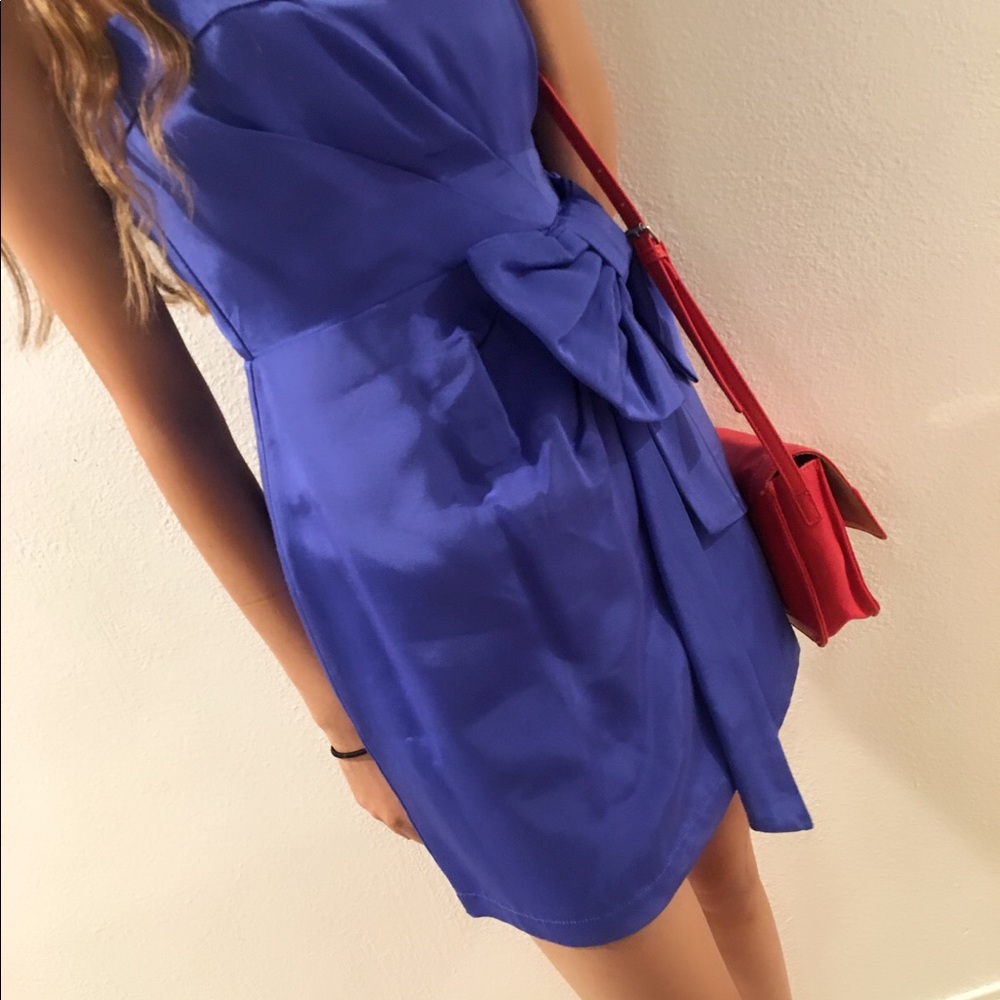 Bright blue Formal dress with lovely bow.